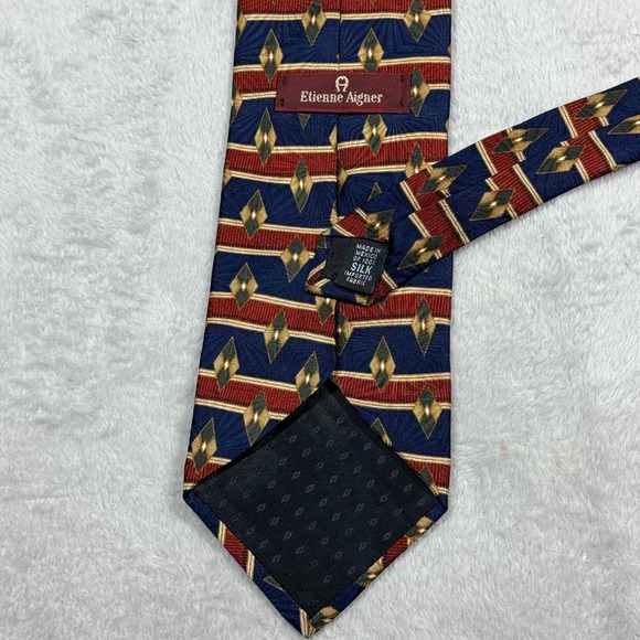 Etienne Aigner Other - Etienne Aigner Silk Necktie Navy Blue Diamond Pattern Career Professional